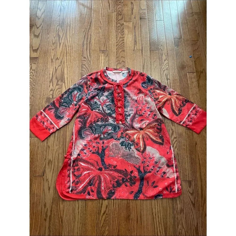Soft Surroundings Red Print Tunic Women’s Sz Large
